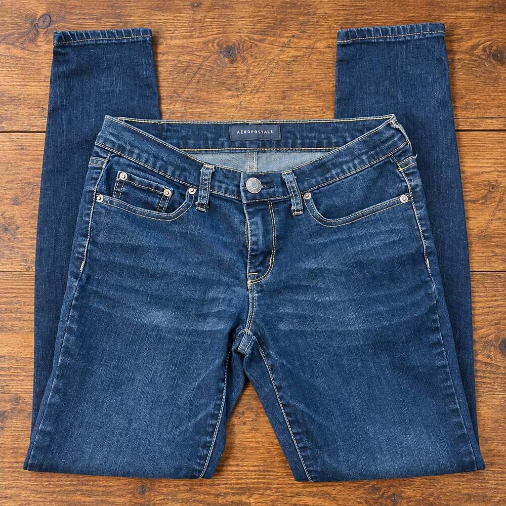 Aeropostale Womens Size 8 Long Dark Wash Skinny Jeans Denim